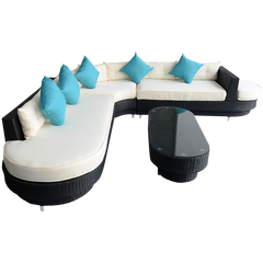 Outsunny 4-Piece Deluxe Outdoor Patio PE Rattan Wicker Oval Sofa Sectional Furniture Set