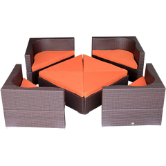 Outsunny 8-Piece Deluxe Outdoor Patio PE Rattan Wicker Sofa Sectional Furniture Set